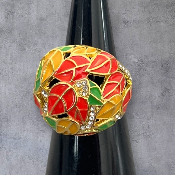 Gold plated enamel dome ring 6 - Picture 4 of 8